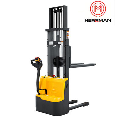 DC motor 695mm fork 1T Pedestrian Fully Electric Reach Pallet  Stacker